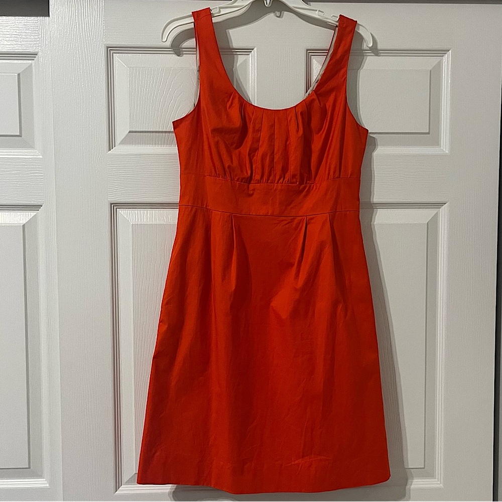 JCrew Suiting red-orange knee length scoop neck dress